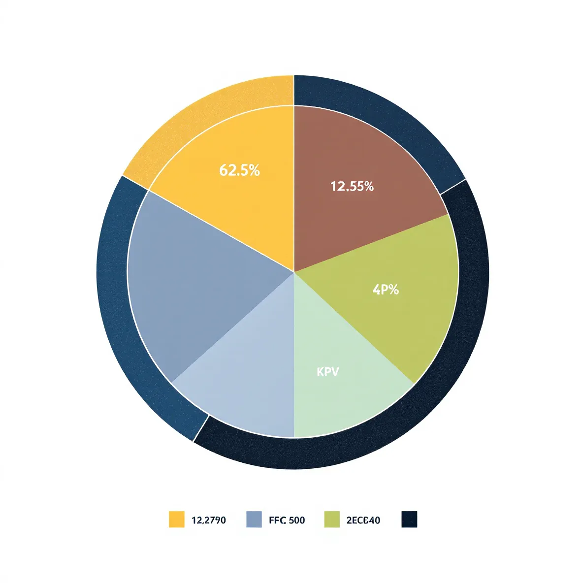 Flat-design pie chart showing the KLOW vial composition as four colored sectors with simple white category marks